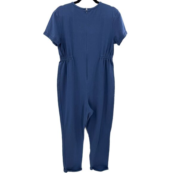 THE NINES BY HATCH Blue Short Sleeve Maternity Jumpsuit Pantsuit Size L Large - Picture 4 of 7